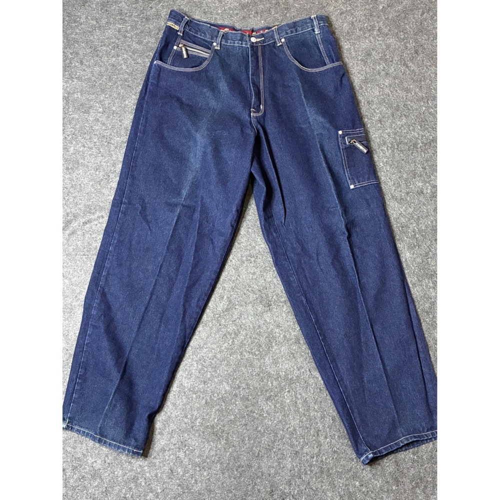 Vintage Pelle Pelle Marc Buchanan Baggy Jeans Navy Blue Denim Carpenter 38 NWT